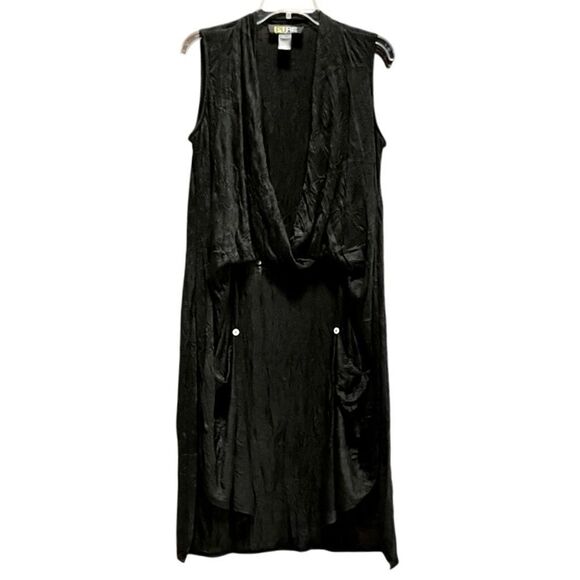 Pure Essence Pullover Sleeveless Sheer Duster Vest in Dark Black Women’s M - Picture 1 of 4